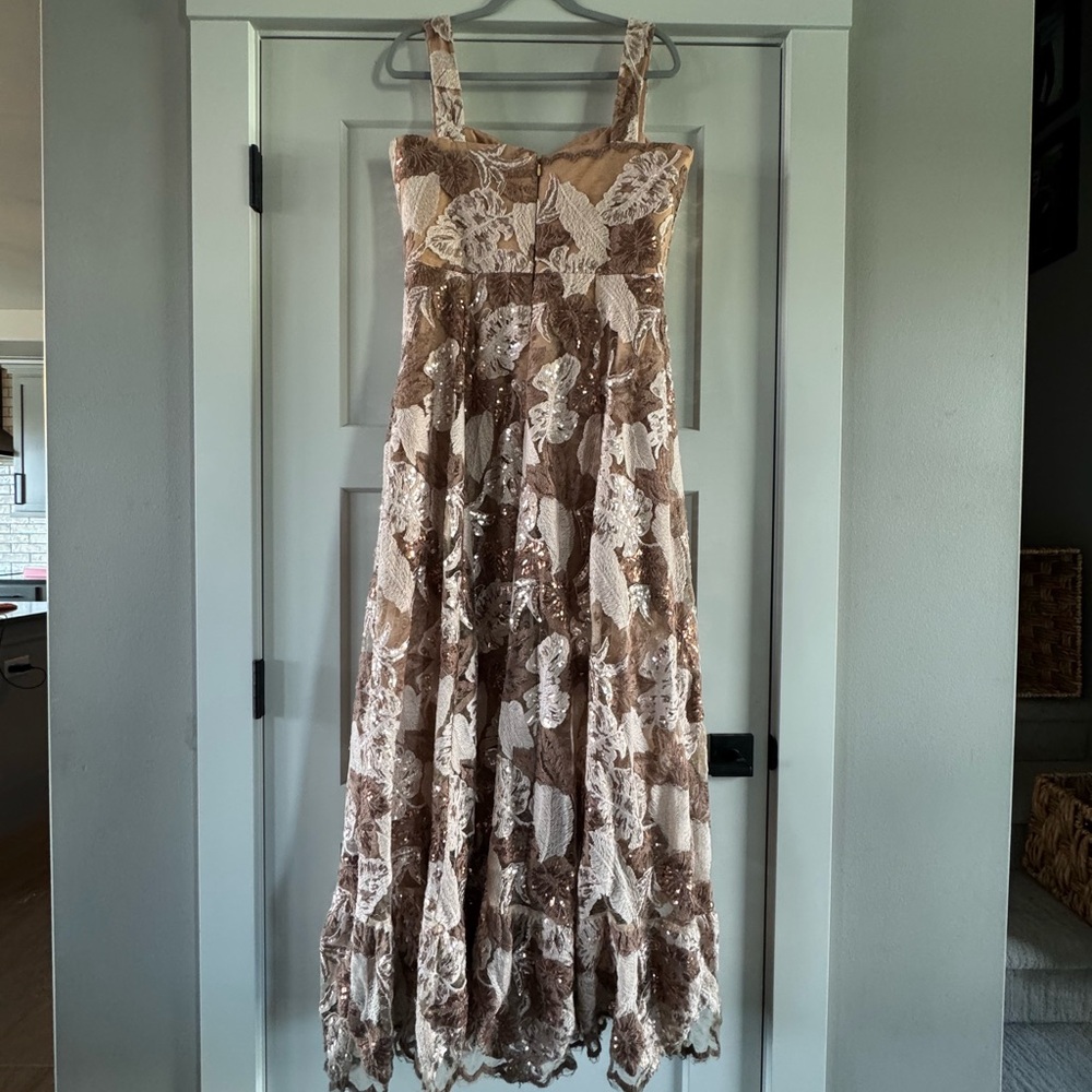 Dress the Population Beige and Tan Lace Wedding Dress